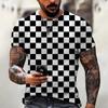 Tricou Nou la Modă pentru Bărbați Imprimeu 3D Carouri Pătrate Tricouri Grafice Harajuku Topuri cu Mânecă Scurtă Îmbrăcăminte pentru Bărbați Tricouri Oversized Versatile