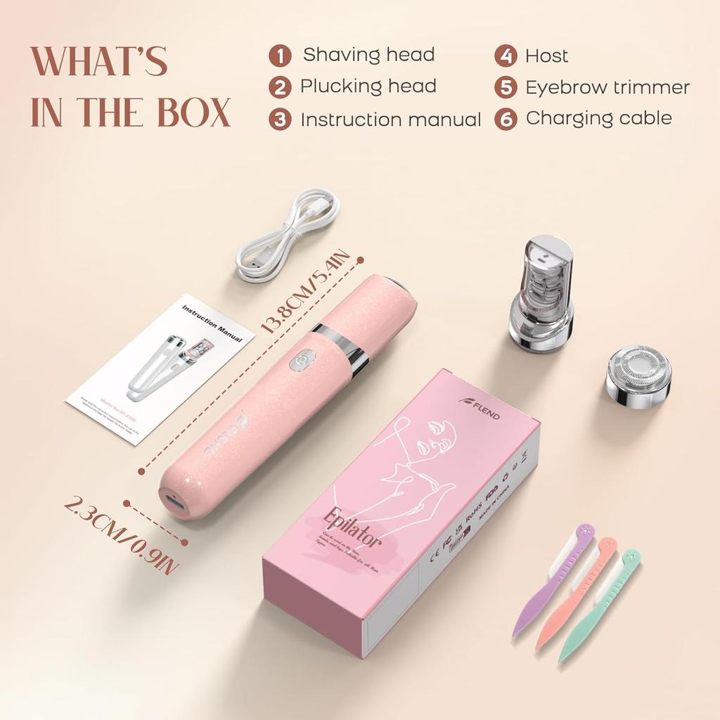 Epilator for Women, 2-in-1 Facial Hair Removal Epilator, Painless Designed Hair Remover with Built-in LED Light for Precision, Smooth Glide Hair