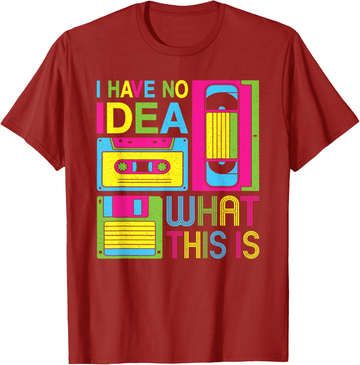 

I Have No Idea What This Is Retro 80s 90s Media Cassette Floppy VHS Graphic Tee S