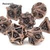 7 Pcs Copper Tree Stump Root Metal Dice Solid Metal Polyhedral Dice Set Suitable for Role-Playing RPG  Board Game Card Game