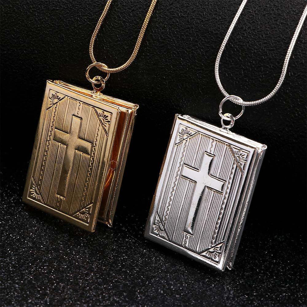 Charms Cross Bible Box Christian Pendant Pciture Frame Clothing Accessories Jewelry Chains Necklace