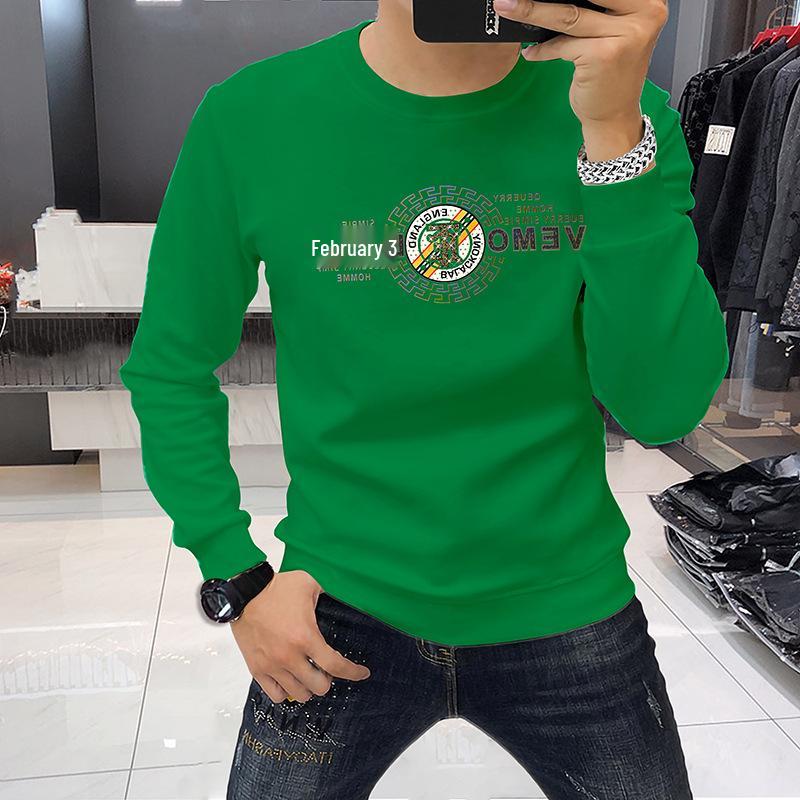 Men s European Station Fleece-Lined Printed Hoodie - Long-Sleeve, Autumn/Winter Warm Fashion Top 3XL
