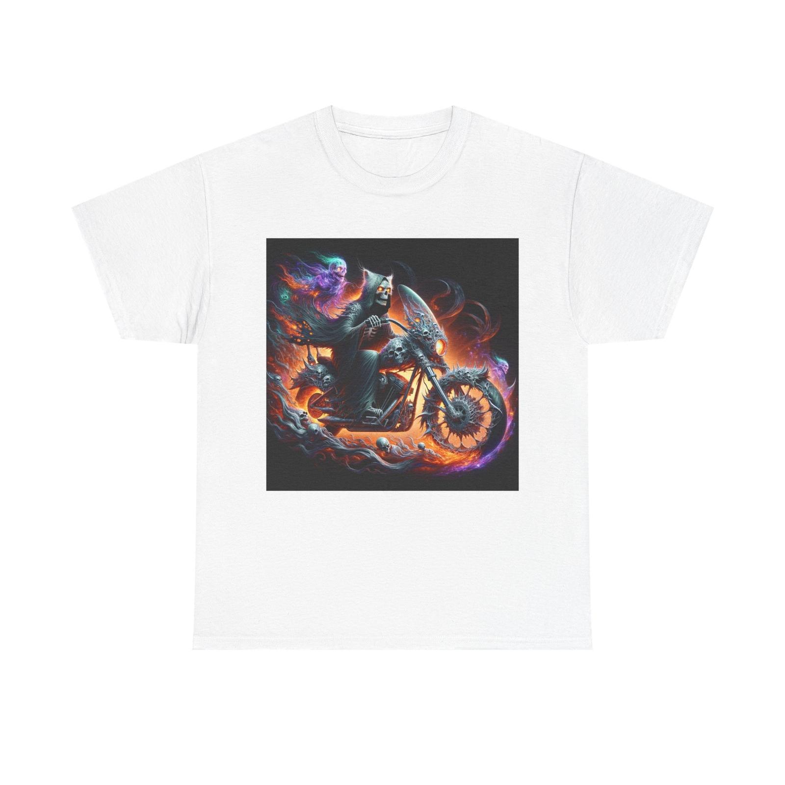 

Unisex Adult T Shirt Feline Grim Reaper Motorcycle Artwork Cat Bones Biker NEW S разноцветный