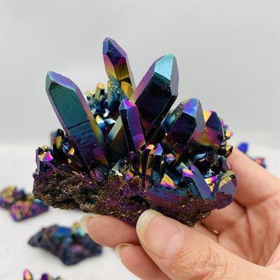 1ks přírodní křišťálový cluster duhový titanový hrot vzácná domácí dekorace řemeslo Reiki kámen může léčení vzorek minerál