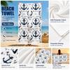 Nautical 1776 Anchor Pattern Beach Towel, Soft Microfiber Quick Dry Towel, Absorbent Towel for Swimming Travel Camping