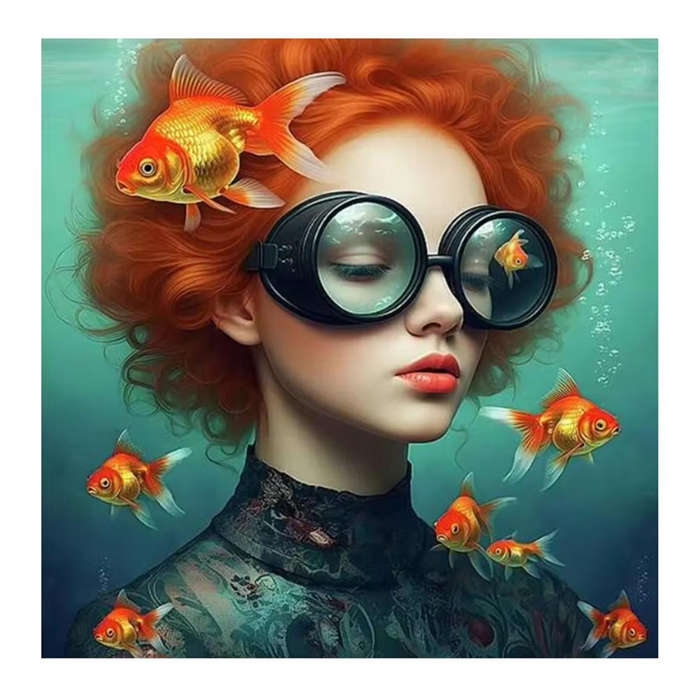 5D DIY Malowanie Diamentami Sztuka Surrealizm Kwiaty Okulary Przeciwsłoneczne Dziewczyna Ptak Mozaika Zestaw Haftowany Rhinestone Krzyżyk Wystrój Domu