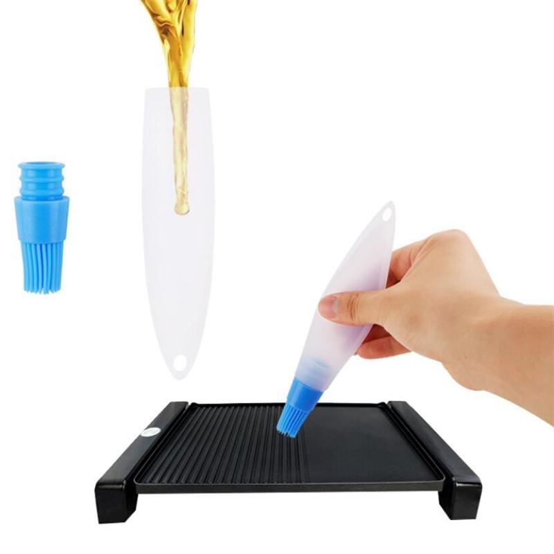 4 Colors Silicone Oil Bottle With Brush Baking BBQ Basting Brush Pastry Oil Brush Kitchen Baking Honey Oil Barbecue Tool Gadgets
