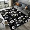 Grand Tapis de Sol Lavable avec Design Boule de Billard Noire 8, Tapis Antidérapant pour Canapé, Cuisine, Toilettes, Décoration de Salon