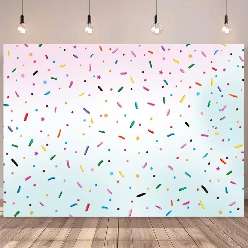 

2D Donut Sprinkle Banner for Birthday and Baby Shower Events 47.2x31.5inch/120*80cm