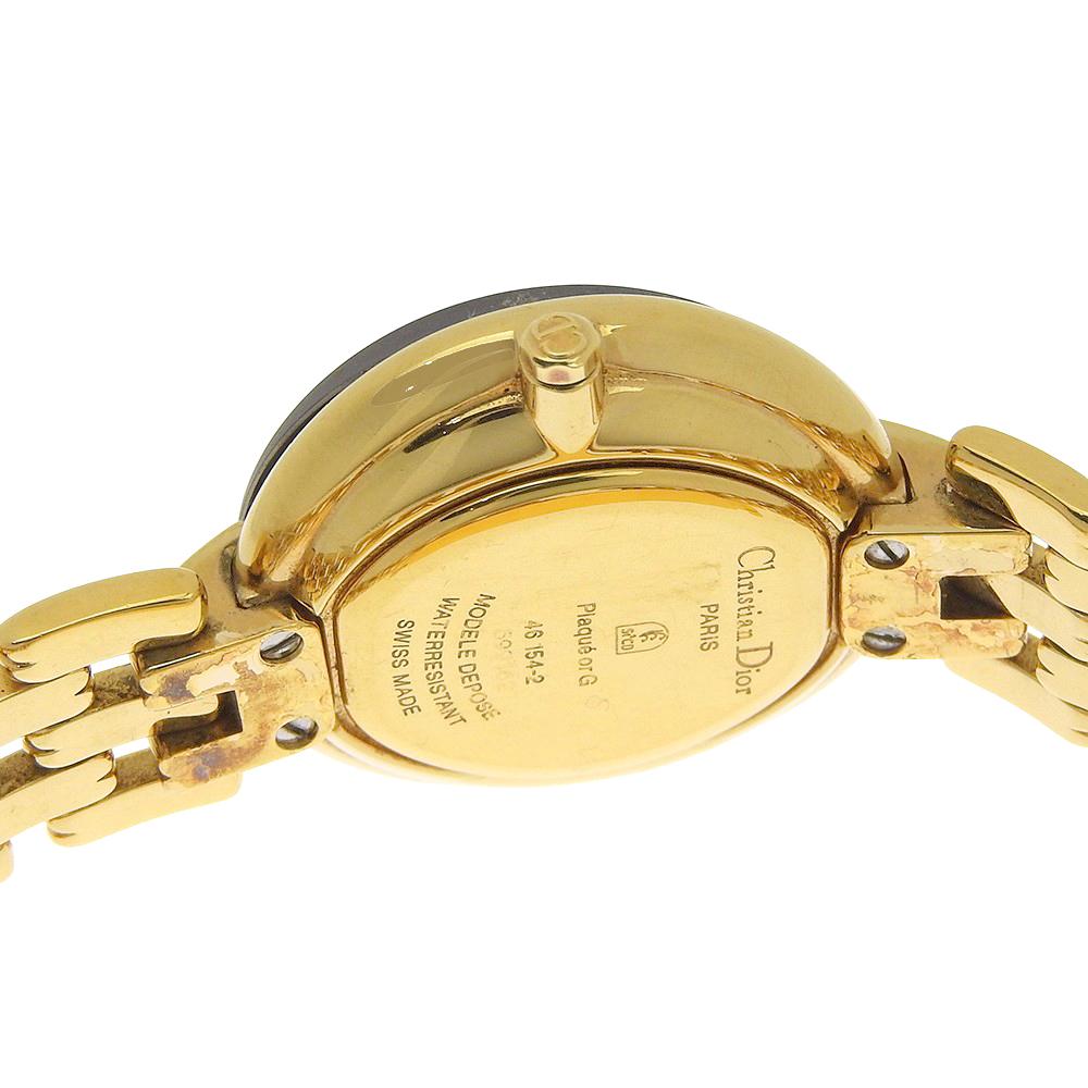 Dior Bakira Watches 46 154-2 blackDial Plated Gold Quartz Analog Display Women Used