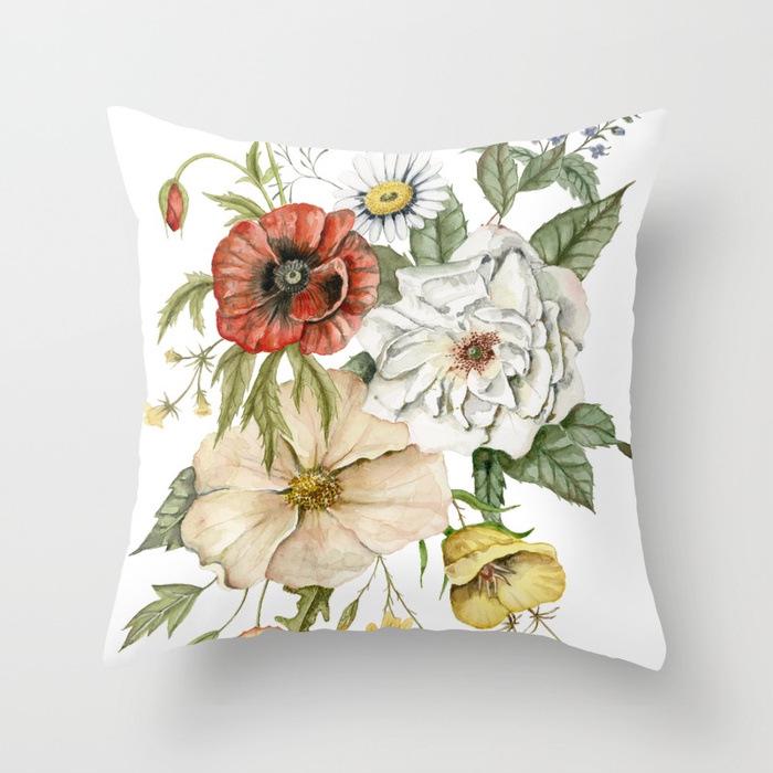 New Flower Plant Peach Velvet Pillow Case Sofa Pillow Car Cushion