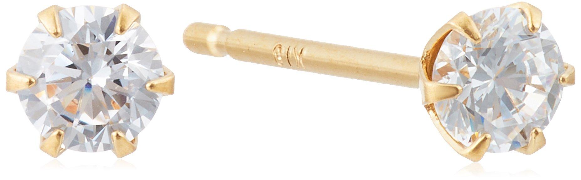 

ESTELLE [Official] Women s Earrings, 18K Yellow Gold with Cubic Zirconia (Small), 0231-1074-0017-0000