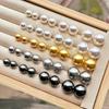 Elegant Round Imitation White Pearl Stud Earrings Women French Style Hypoallergenic Fashion Jewelry