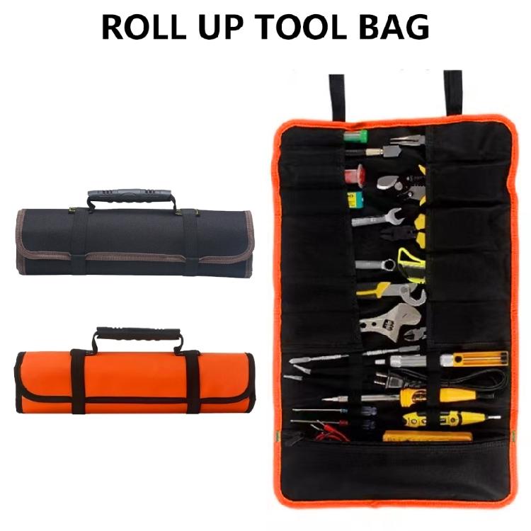 Professional Tool Roll Organizers With Secure Closure&Convenient Carry Handle Suitable For Tradespeople, Organized Work