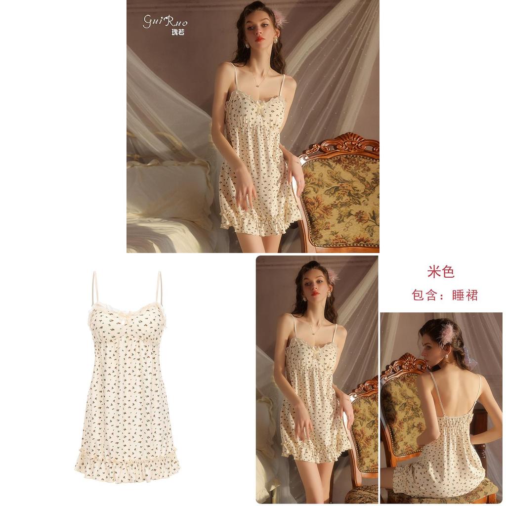 Milk Silk Sleeveless Nightdress With Floral Print And V Neck For Comfortable Sleep And Lounge
