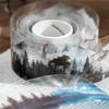 1Roll Tape, Natural Healing Series, Exquisite Natural Scenery Ink Continuous Mountains And Rivers Theme Tape Stickers