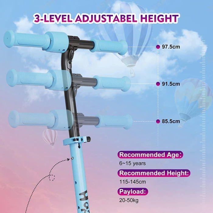 RCB Trottinette Electrique pliable Enfants 6-12 Ans Écran LED Lumières néons colorés Vitesse et Hauteur Réglables, Cadeau super Bleu