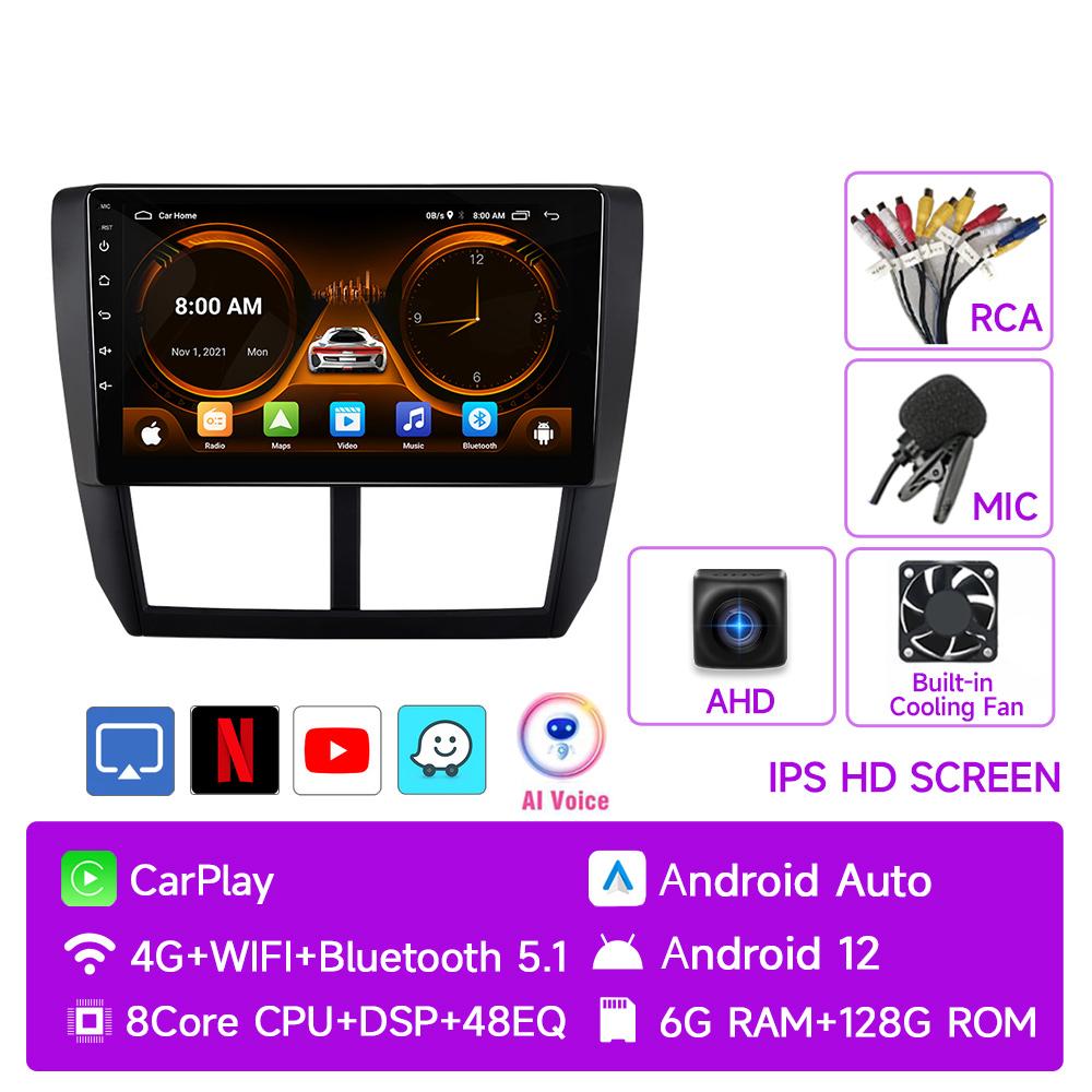 JIUYIN Android 12 Carplay Car Radio For Subaru Forester 3 SH 2007-2013 For Impreza GH GE 2 Din Multimedia Player 2 Din Head Unit