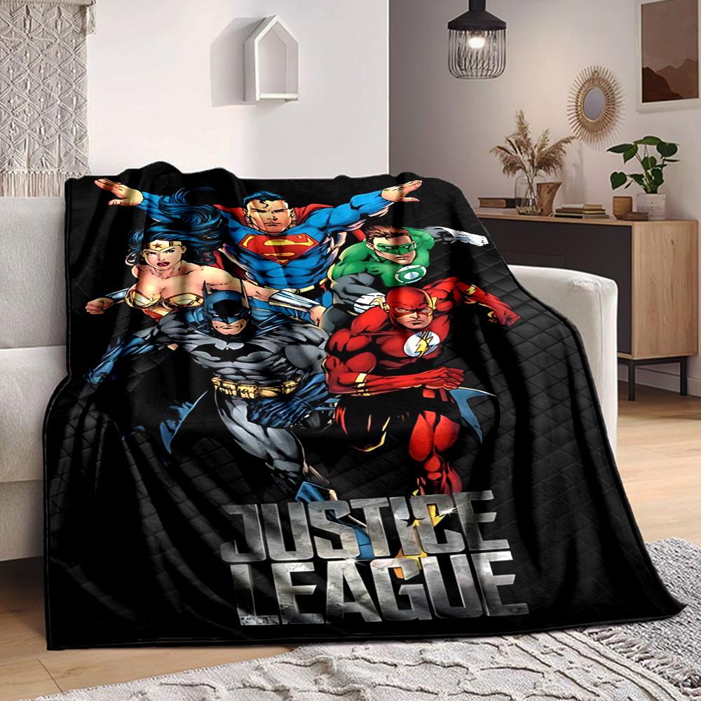 1 Stück Justice League Decke Polyesterfaser, Ganzjahreskomfort für Sofa, Bett, Büro, Auto, Camping, Ideale Heimdekoration & Geschenk, Bürokomfort