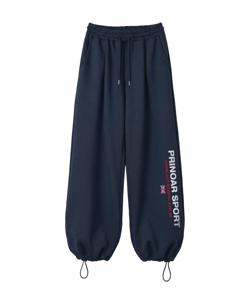 PRINOAR Sports String Single-Pleat Wide Pants - Navy