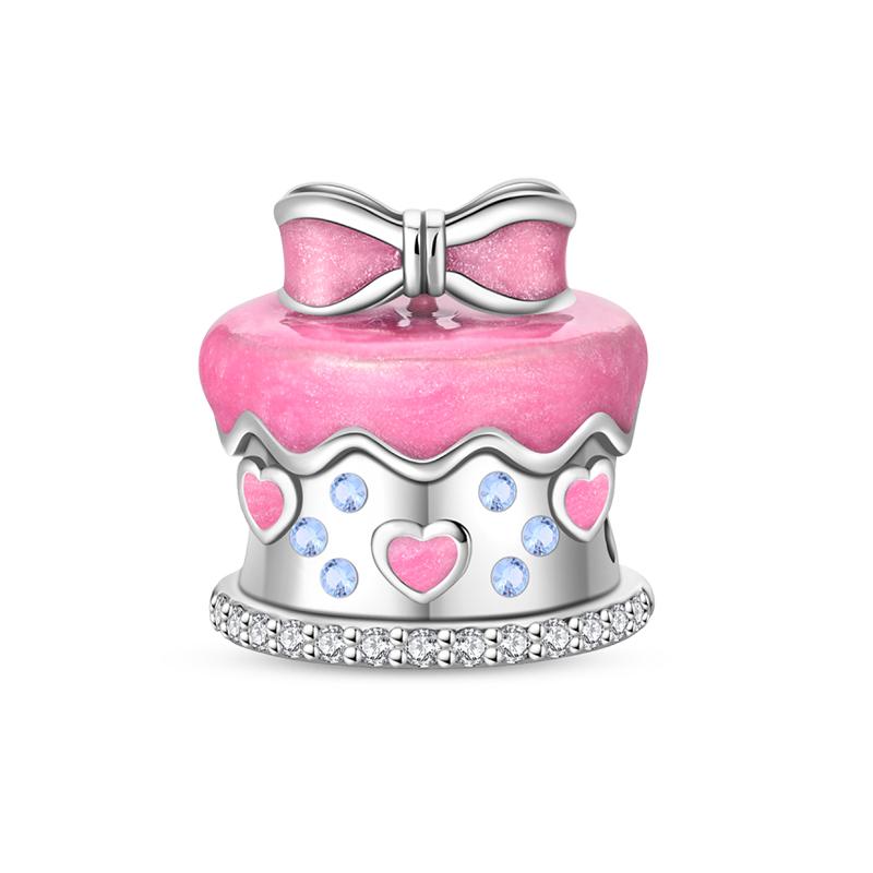 Copper Bow Charms Copper Pink Heart-Shaped Bow Pendants Charms Beads Fit Original Bangle Bracelets Diy Jewelry