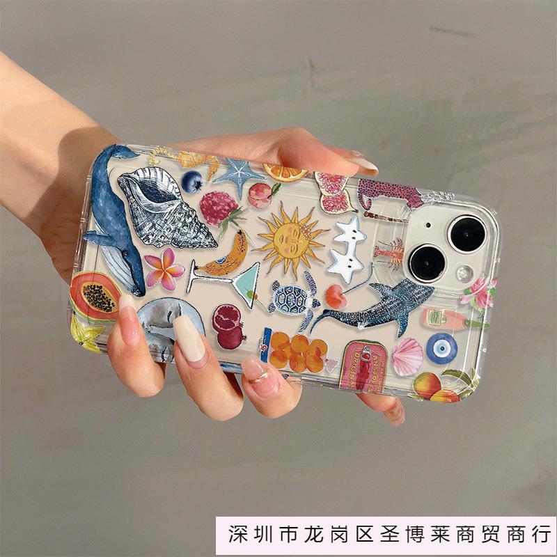 Apple 16promax turtle iphone15Plus shell 14/13 jellyfish phone case for beach party