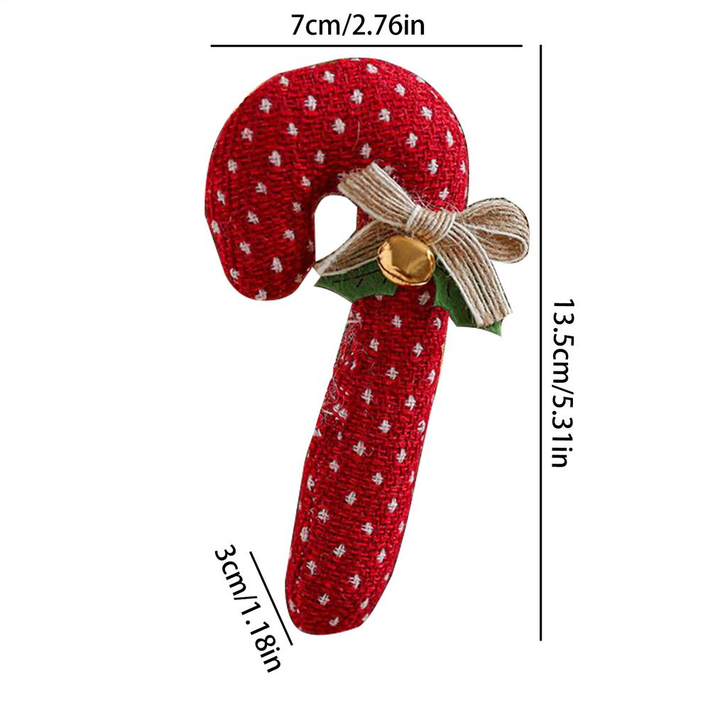 Christmas Candy Canes Decor Fabric Red White Christmas Crutches With Bell And Bow Candy Christmas Tree Decorations For Party