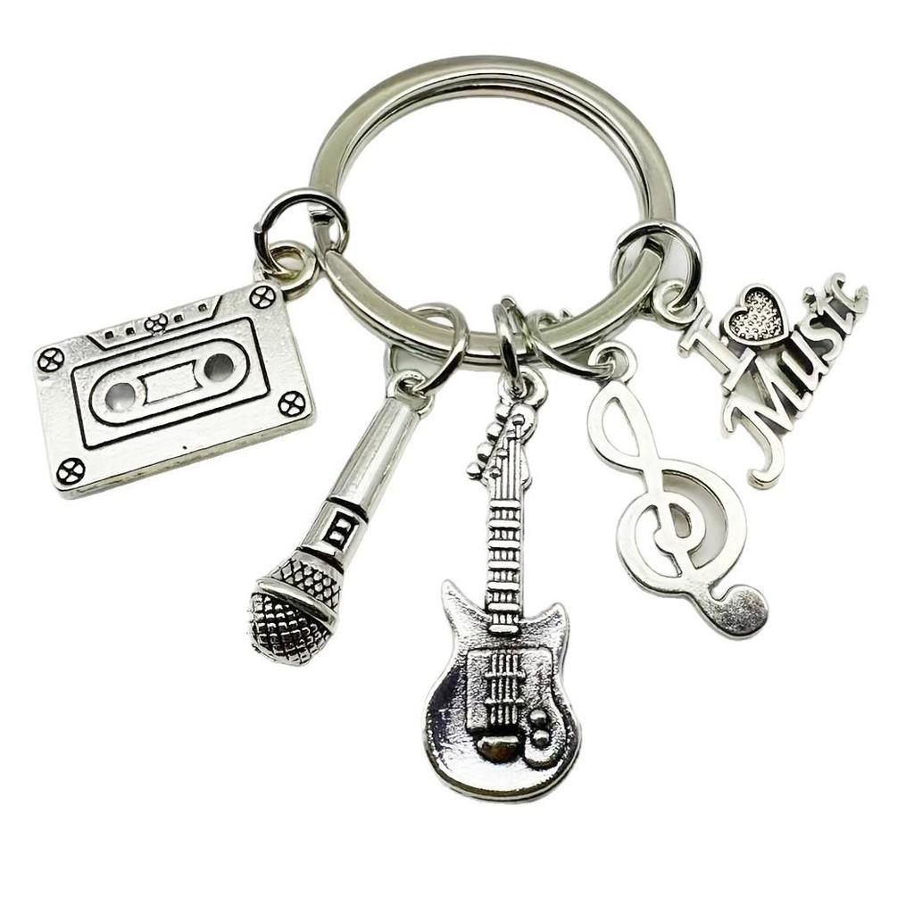 Music Keychain: Musical Notes, Microphone, Guitar & Love Band Souvenir