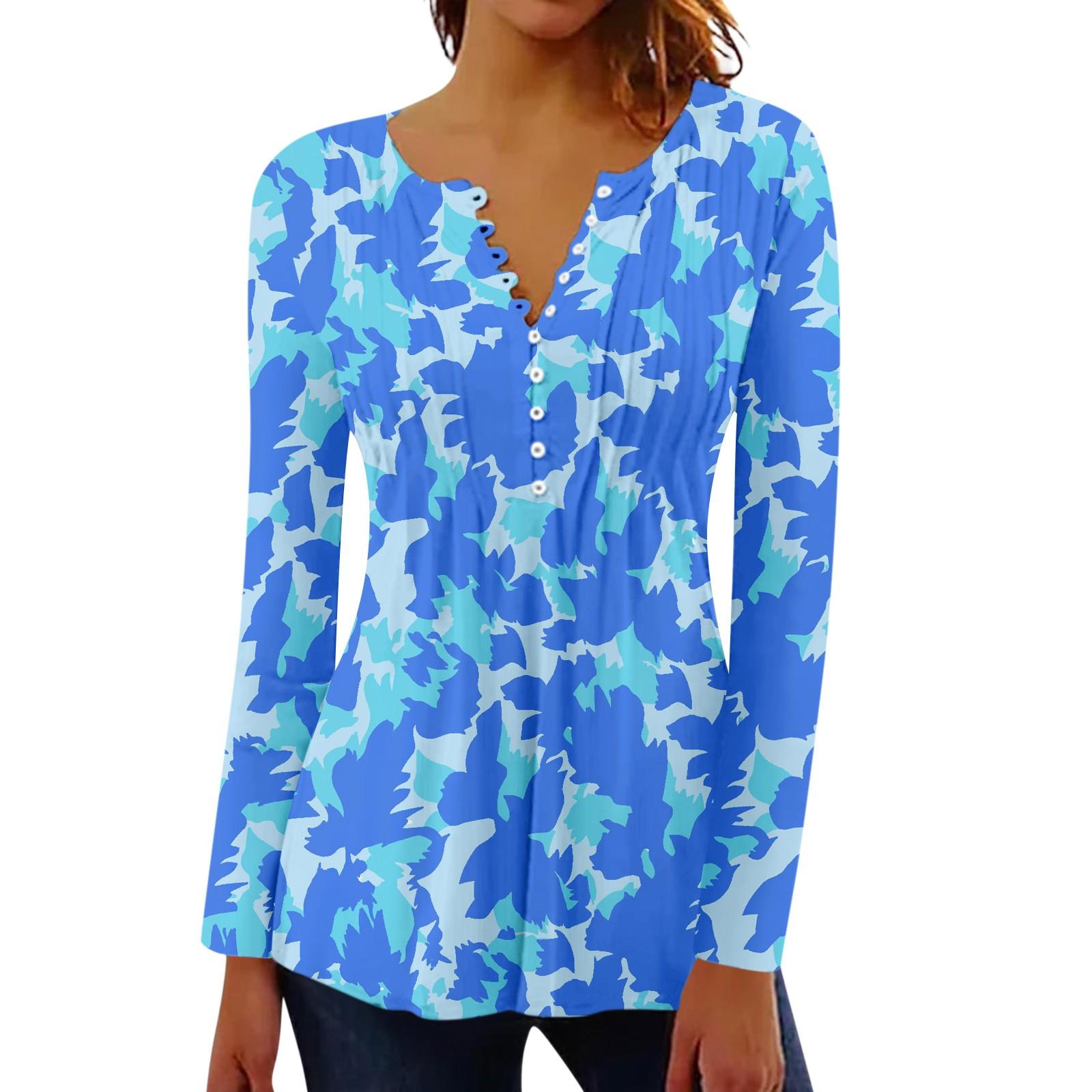 

Женский плиссированный топ на пуговицах с ретро цветочным принтом XXL синий