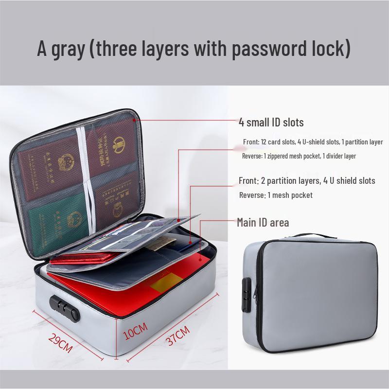 Fireproof Large-Capacity Passport & Document Storage Bag