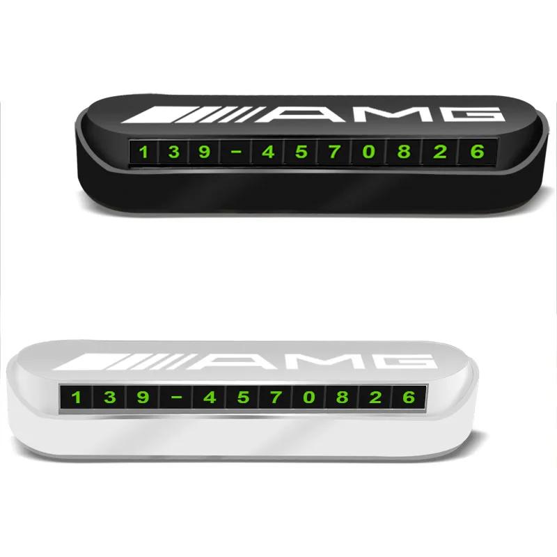 AABID1 Car Temporary Parking Card Phone Number Card Plate Caps Car Accessories For Mercedes Benz AMG W204 W213 W205 W211 W212 W176