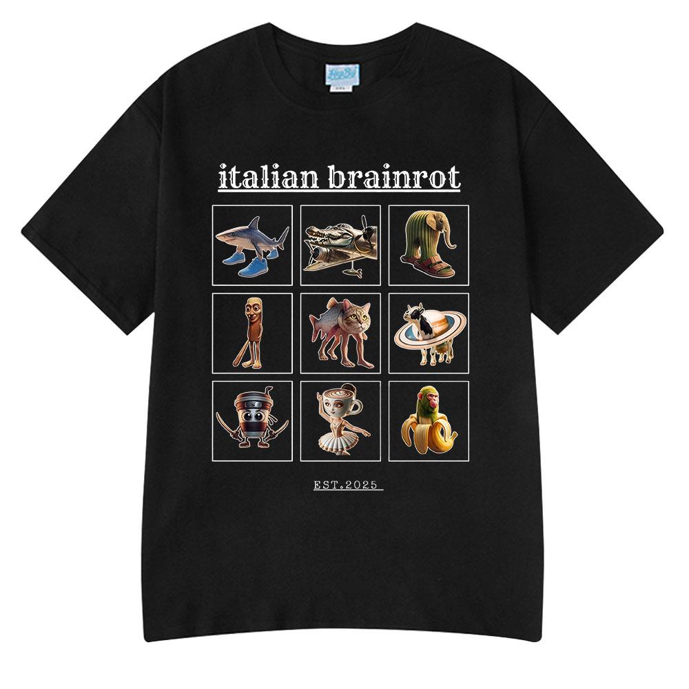 Italian Brainrot Funny Meme T-shirt Tralalero Tralala Tung Tung Tung Sahur Bombardiro Crocodilo Lirili Larila Men Women T Shirts