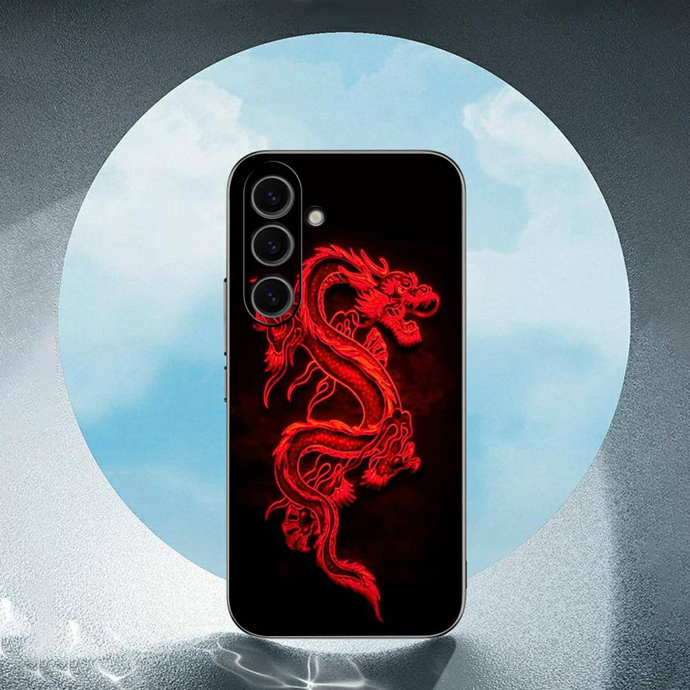 Fashion Animal Red Dragon Luxury Black Phone Case For Samsung Galaxy S23 S24 S25 Ultra S22 Plus S21
