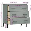 VidaXL Buffet with 3 Drawers Grey 77x40x79.5 Cm Solid Wood OSLO 350980