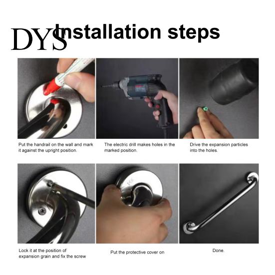 Toilet Handrail 1 Set Shower Space Saving Strong Load-bearing Anti Slip Rustproof Good Grip Towel Rack Stainless Steel Handicap Elderly Senior Assist