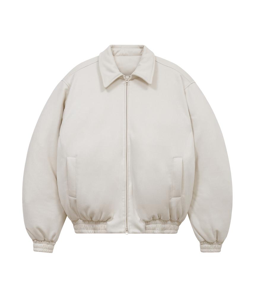 Standarderror 87-Stan103 Utility Collar Balloon Suede Short Padded Jacket Ivory