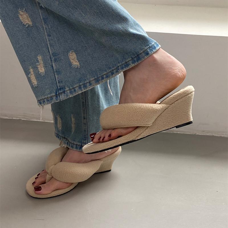 

Fashion Bailamos 2025 Summer Women Slipper Fashion Narrow Band Ladies Slip On Flip Flop Low Wedge Heel Outdoor Dress Slides Mujer 39