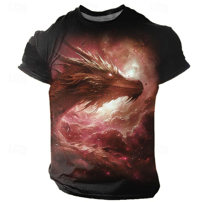 Men's Graphic Animal Dragon T Shirt Short Sleeve T shirt 3D Print Crew Neck Shirt Designer Casual Subculture Sports Outdoor