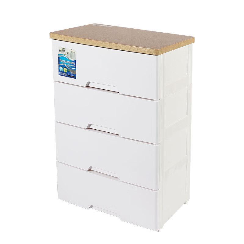 WEZHO White Plastic 5-Tier Storage Cabinet with Wooden Top
