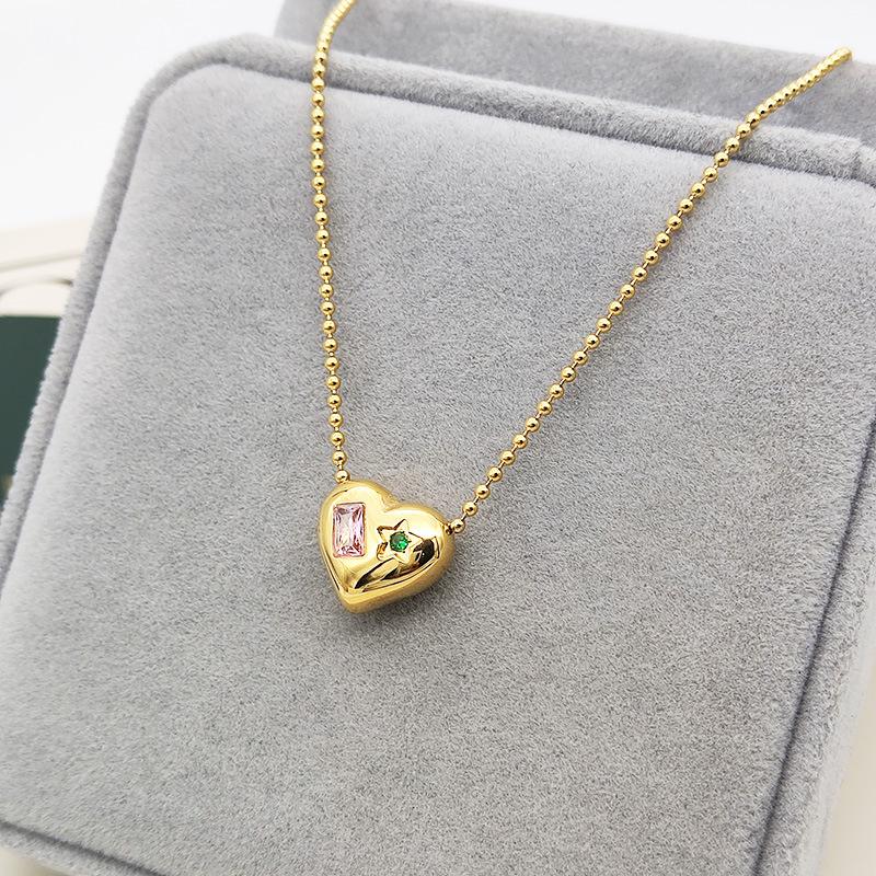 

Женское ожерелье с кулоном в виде сердца любви с кристаллами из титановой стали one size