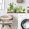 Painted Green Plant Potted Plants and Butterfly Stickers for Wall Decoration and Beautification In Dining Rooms, Bathrooms and Homes