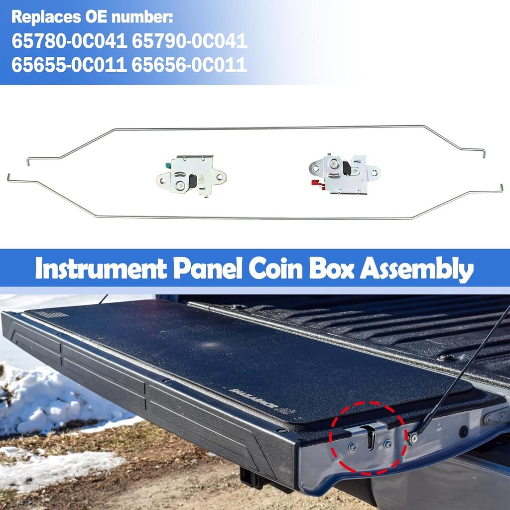 1Pair Tailgate Latch Lock With Control Link Compatible With Toyota Tundra 2007- Replaces 65780-0C041 65790-0C041 65655-0C011 65656-0C011 Left Right