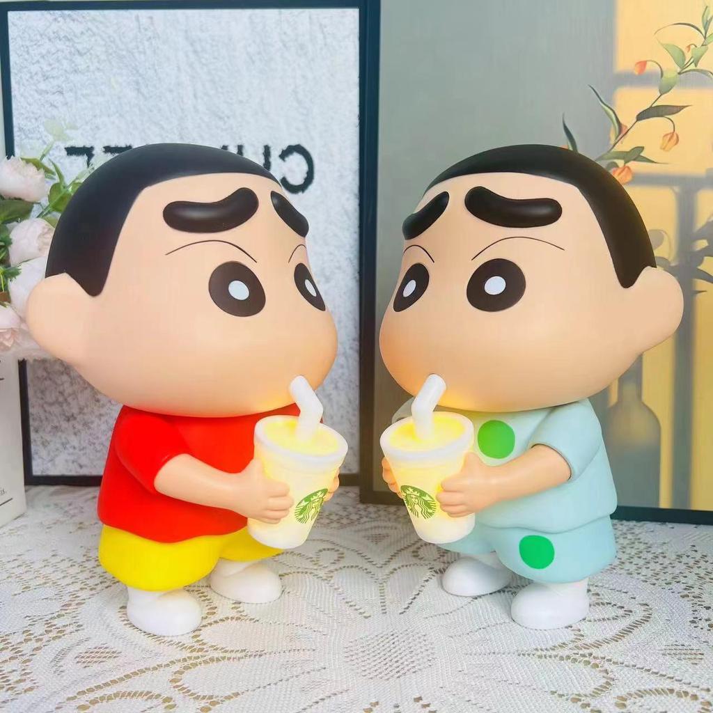 Crayon Shin-chan Milk Tea Glowing Cup: Office Desktop Ornament & Trendy Toy Gift
