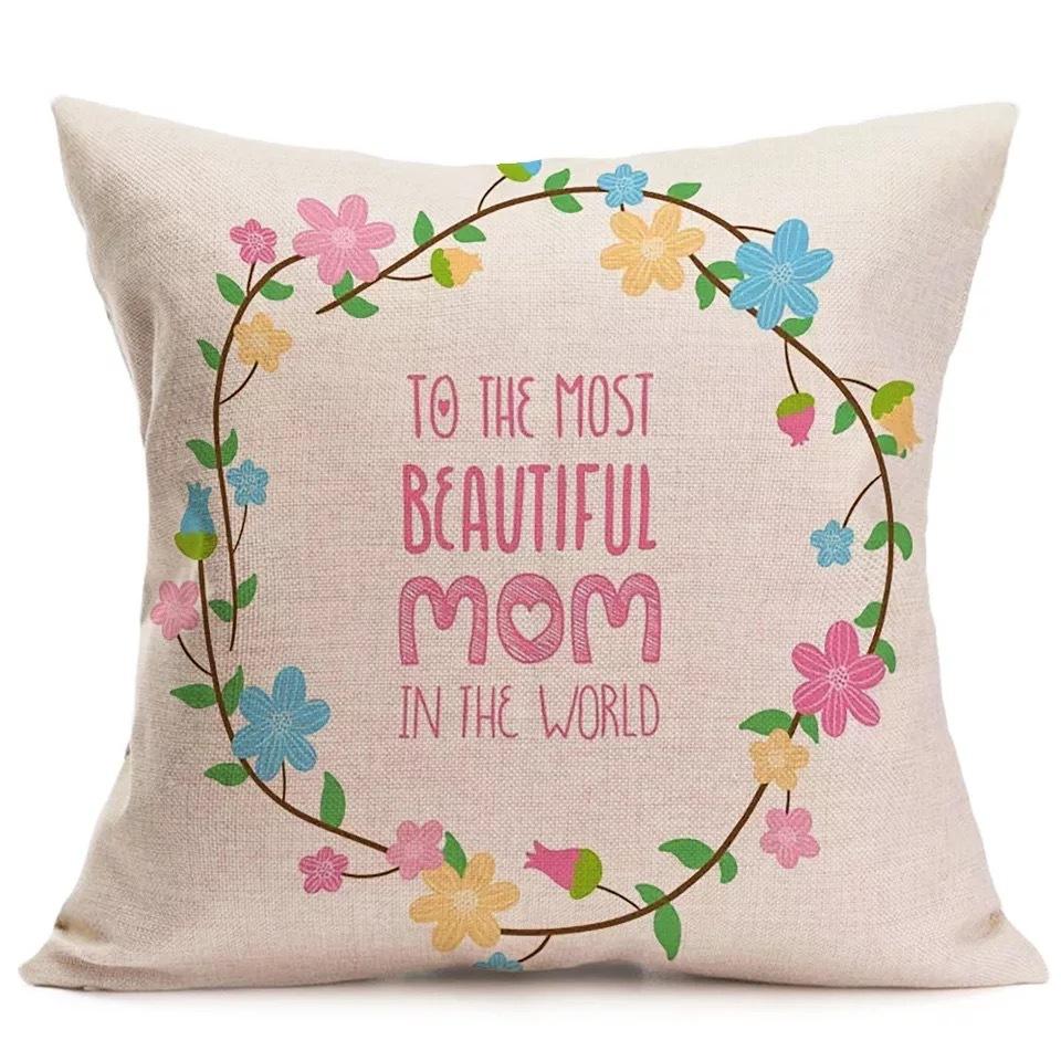 New Mother's Day Gift Text Love Pattern Pillowcase Linen Print Decorative Pillow Cushion Cover