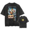 Japan Anime Demon Slayer Agatsuma Zenitsu Print T Shirt Men Washed Cotton T-shirts Manga Casual Tee Harajuku T Shirt