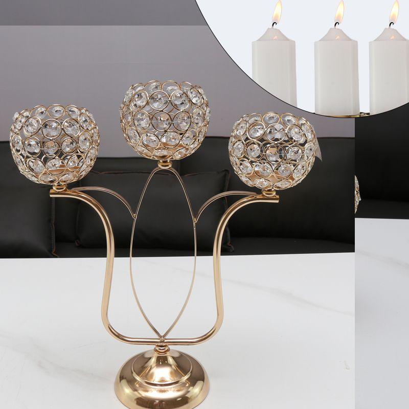 Nordic Candlestick Ornaments, Golden Light Luxury Crystal Home Living Room Table Decoration, Romantic Feather Candlestick New Product