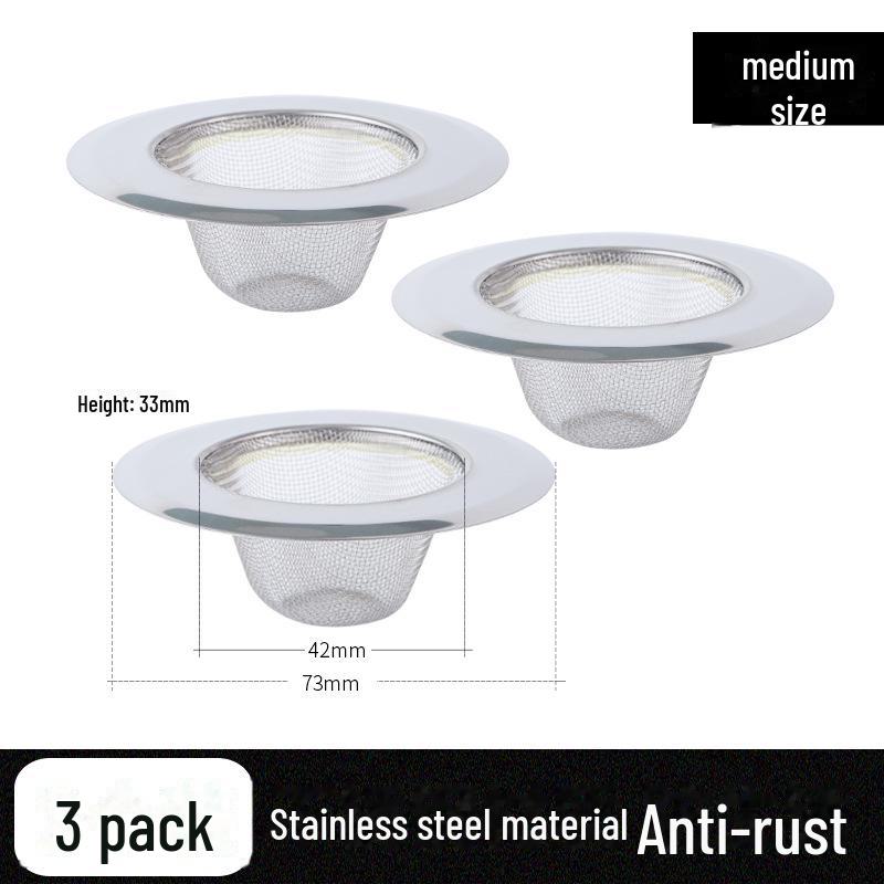 

Фильтр для мойки и слива из нержавеющей стали, препятствующий засорению, для кухни и ванной комнаты Medium, 3 pieces, diameter 7.3cm