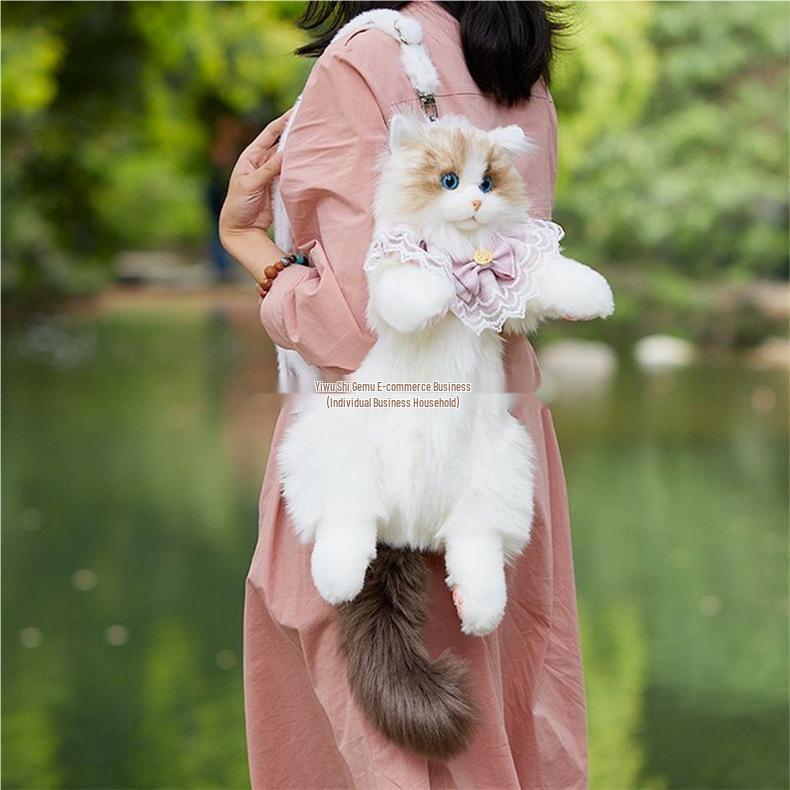 Ragdoll Cat Plush Backpack - Stuffed Animal Comfort Doll for Girls' Birthday Gift