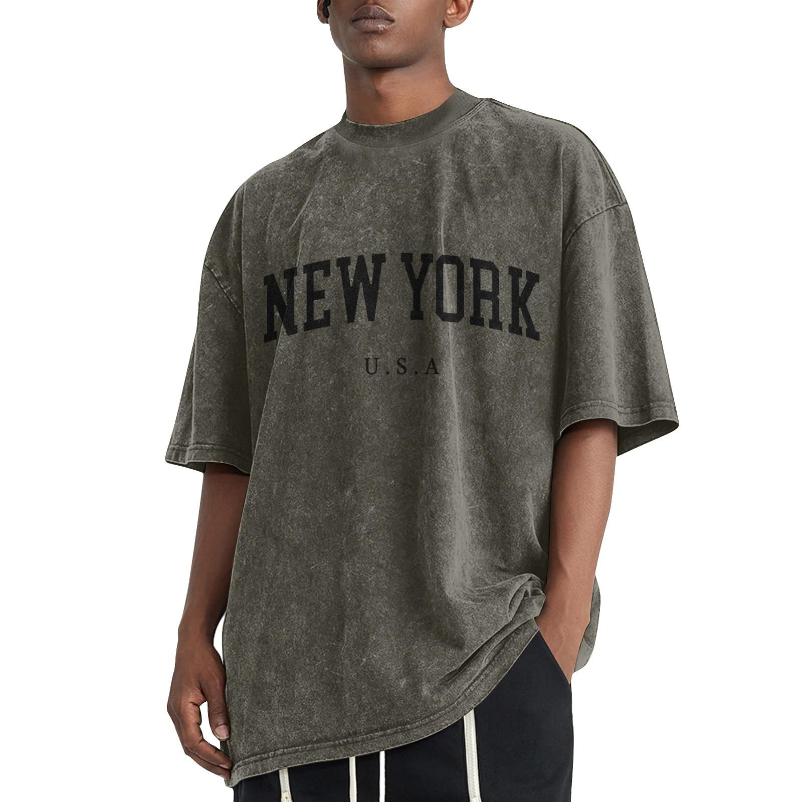 Мужская летняя однотонная потертая футболка с заниженной линией плеч мужская повседневная модная футболка L армия зеленый 1609₽