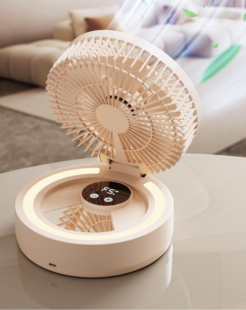 Foldable USB Fan with Mirror: Compact Multi-Functional Fan for Home, Office, or Dorm.